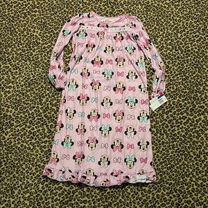 Disney Girls Size 8 Pink Minnie Mouse Bow Print Girls Nightgown